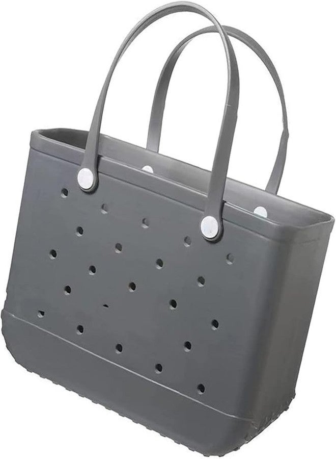 Whimsical EVA Silicone Handbag Summer Beach Bag Waterproof Sandproof Outdoor Tote Bag Portable Travel Bag Beach Sports Waterproof Handbag (Grey) - Image 4